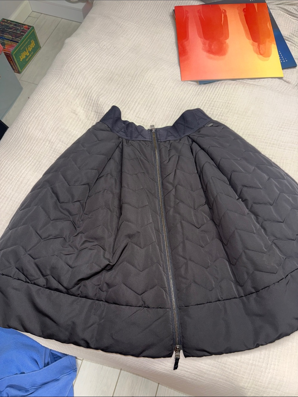 Armani Exchange Quilted Black Circle Skirt with Front Zip